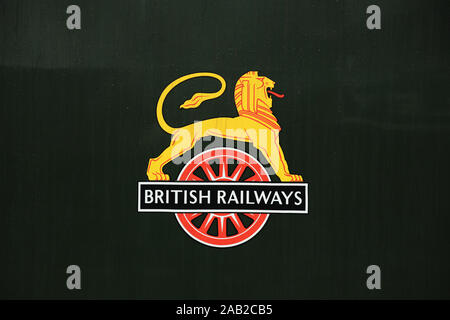 British railways logo on the side of a steam locomotive. Stock Photo