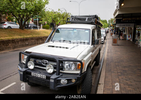 2013 Toyota land cruiser troop carrier in the blue mountains, new south wales,Australia Stock Photo