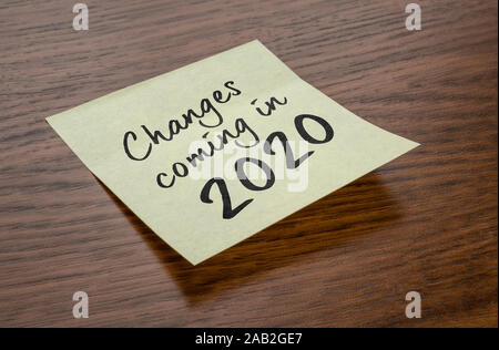 Sticky note with the text Changes coming in 2020 Stock Photo
