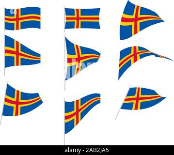 Vector Drawing of Set with Aland Flag Stock Vector