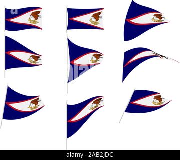 Vector Drawing of Set with American Samoa Flag Stock Vector