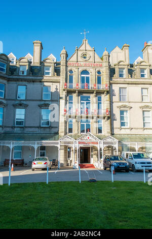 The facade of the historic Edwardian late Victorian Hotel Victoria in Newquay in Cornwall. Stock Photo