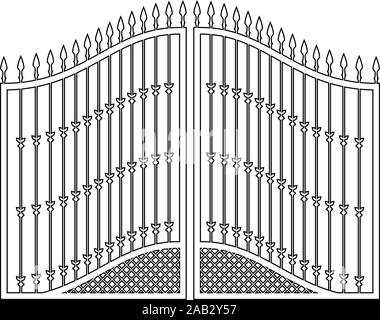 Forged gates icon outline black color vector illustration flat style simple image Stock Vector