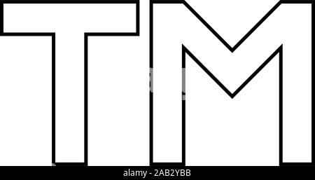 TM letter trademark icon outline black color vector illustration flat style simple image Stock Vector