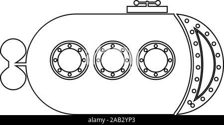 Bathyscaphe Underwater boat ship Submarine icon outline black color vector illustration flat style simple image Stock Vector