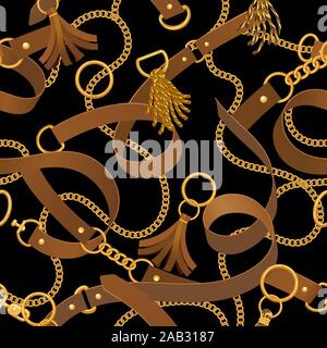 Chain and belt pattern Stock Vector