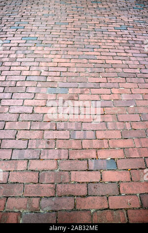 red brick paved pavement on river street savannah georgia usa Stock Photo