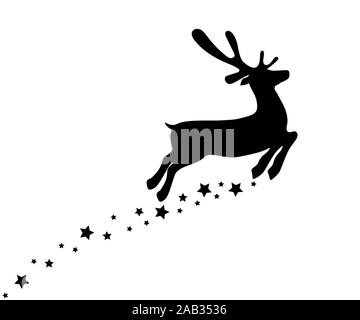 Reindeer is skipping for Christmas. Icon isolated on white Stock Vector