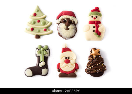 Christmas chocolate bonbons isolated on white background Stock Photo