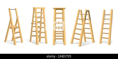Wooden stairs set Stock Vector