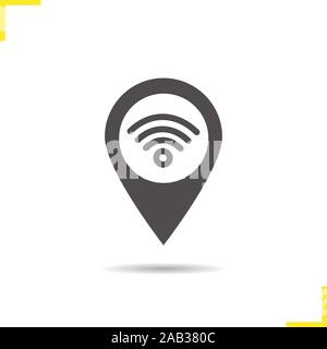 Map pinpoint with wifi signal inside linear icon. Thin line ...