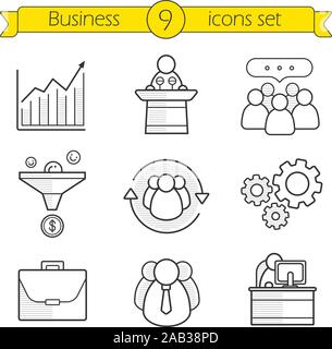 Sales funnel linear icons set. Leads, Conversion, Awareness, Engagement ...