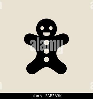 Gingerbread man icon simple flat style Christmas symbol. Stock Vector
