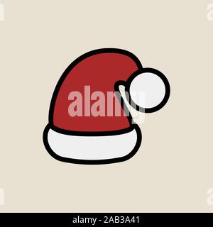 Santa cap icon simple flat style Christmas symbol. Stock Vector