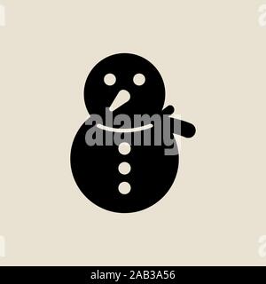 Snowman icon simple flat style Christmas symbol. Stock Vector