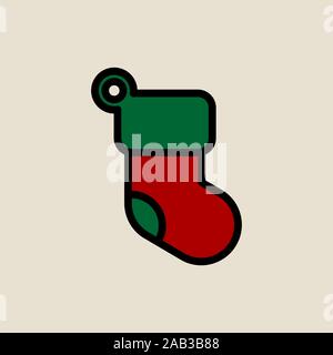 Christmas socks icon simple flat style Christmas symbol. Stock Vector