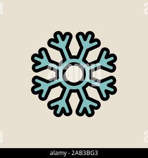 Snowflake icon simple flat style Christmas symbol. Stock Vector