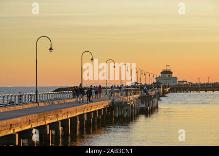 Australia, Victoria, Melbourne, April 12, 2019 -  St.Kilda pier. St.Kilda is a predominantly affluent area popular among young, urban professionals, S Stock Photo