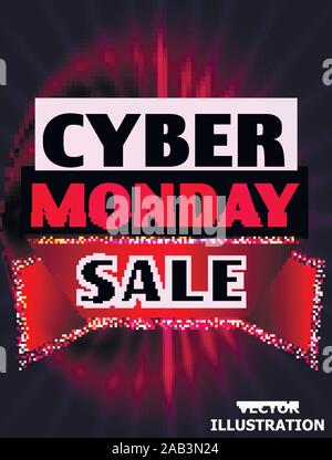 Cyber Monday Sale Background. Banner for holiday discounts and sales. Vector illustration. Stock Vector