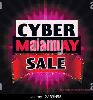 Cyber Monday Sale Background. Banner for holiday discounts and sales. Vector illustration. Stock Vector