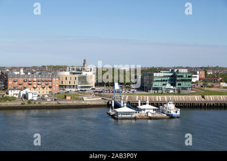 The Shields Ferry Terminal at South Shields, England. The Word is based in the circular building. Stock Photo