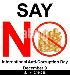 International anti-corruption day, say no to corruption United against corruption Stock Vector