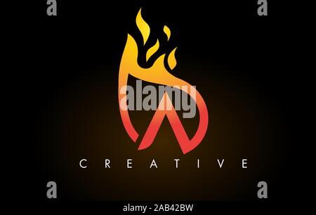 Flame K Letter Logo Design Icon with Orange Yellow Colors and Flames ...