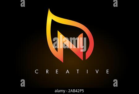 Golden Outline Creative letter X logo with leading lines and road ...
