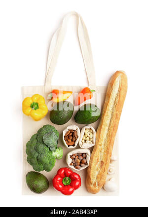 Eco cotton bag with natural vegetarian products Stock Photo