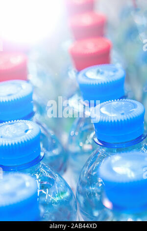 Rows of many transparent plastic bottle with drinking water supply in white  refrigerator. Mineral water stack storage in fridge to drink on hot summer  Stock Photo - Alamy