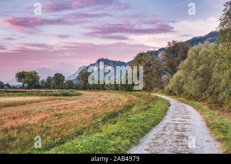 Cycleway along the Adda river near Brivio, Lecco, Italy Stock Photo