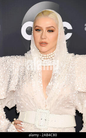 LOS ANGELES, CA - NOVEMBER 24: Christina Aguilera attends the 2019 American Music Awards at Microsoft Theater on November 24, 2019 in Los Angeles, California. Stock Photo