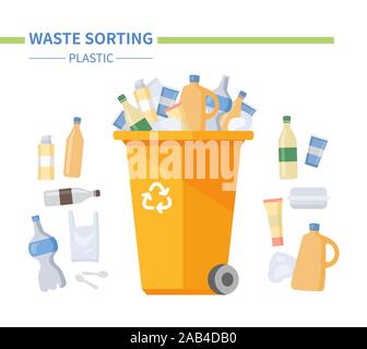 Plastic waste sorting - modern flat design style illustration Stock Vector