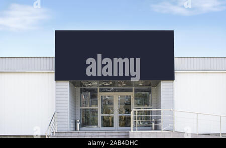 Blank black big rectangular box on shop mock up, sky Stock Photo