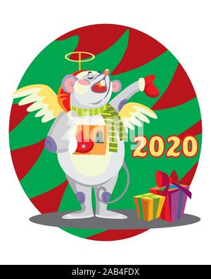 Cartoon Rapping Santa Cartoon Santa singing a song on disco club stage at Christmas holiday ...
