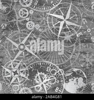 Set of different white design symbols silhouettes isolated on grunge background Stock Vector
