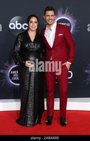 November 24, 2019, Los Angeles, CA, USA: LOS ANGELES - NOV 24:  Aijia Lise, Andy Grammer at the 47th American Music Awards - Arrivals at Microsoft Theater on November 24, 2019 in Los Angeles, CA (Credit Image: © Kay Blake/ZUMA Wire) Stock Photo