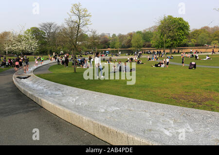 Diana Princess of Wales Memorial Water Fountain in Hyde Park, London, England, UK. Stock Photo