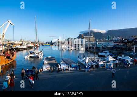 Waterfront near harbour with restaurants and shops. Capetown, South Africa. Stock Photo