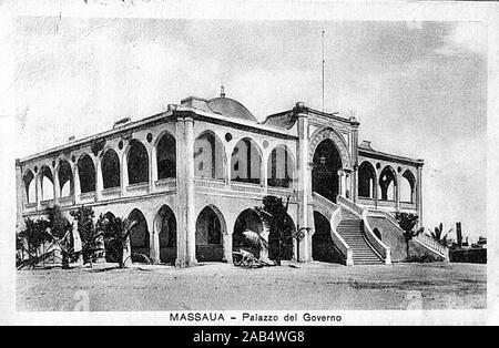 Historical postcard 1936. Massaua, Eritrea Stock Photo