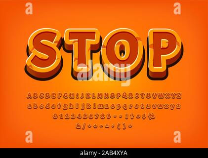 Stop 3d Alphabet game logo tittle text effect Vector illustration Stock Vector