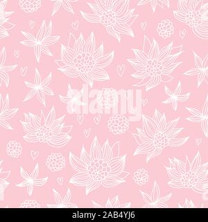 Baby pattern with flowers and hearts, seamless vector background Stock Vector