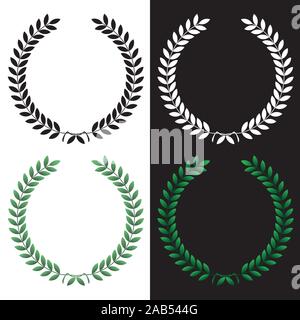 Certificate Award Style Wreath Isolated Vector Illustration in Color plus Black and White Line Art Stock Vector