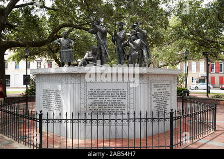 monument to haitian african descent soldiers who fought in the revolutionary war franklin square savannah georgia usa Stock Photo