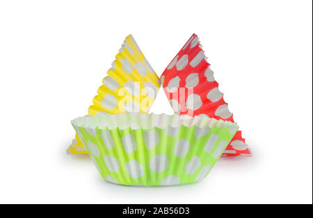 Studio shot of cupcake holders isolated on a white background - John Gollop Stock Photo