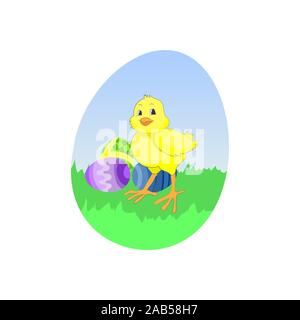 chicken and easter eggs vector Stock Vector