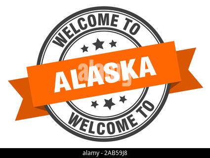 Alaska stamp. welcome to Alaska orange sign Stock Vector