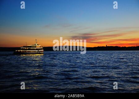 Ferry on the Biodensee near Meersburg, Baden-Wurttemberg, Germany, Europe Stock Photo