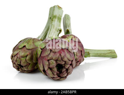 Fresh artichokes isolated on white background Stock Photo