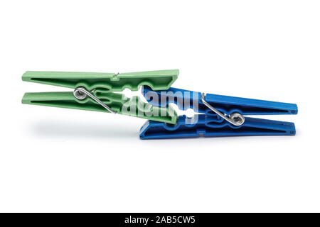 Plastic clothespin isolated on white background Stock Photo